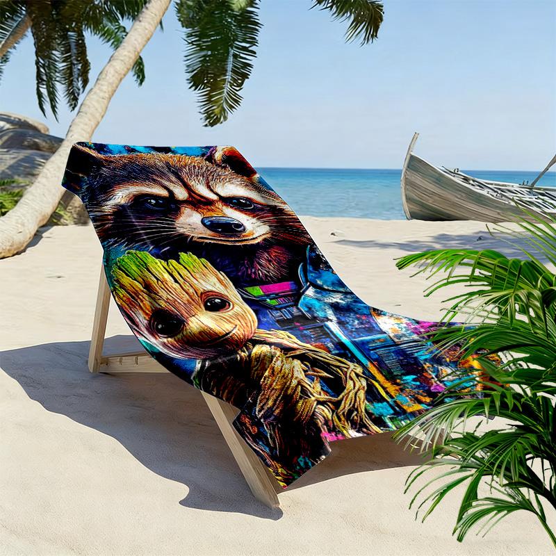 Groot Print Beach Towel, Large Soft Quick Dry Towel for Beach Camping Swimming