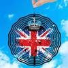 Metal Art Windmill Outdoor Decor British Flag Crown Pattern Wind Spinner 3D Dynamic Garden Art High Quality Sublimated Windmill for Home Yard