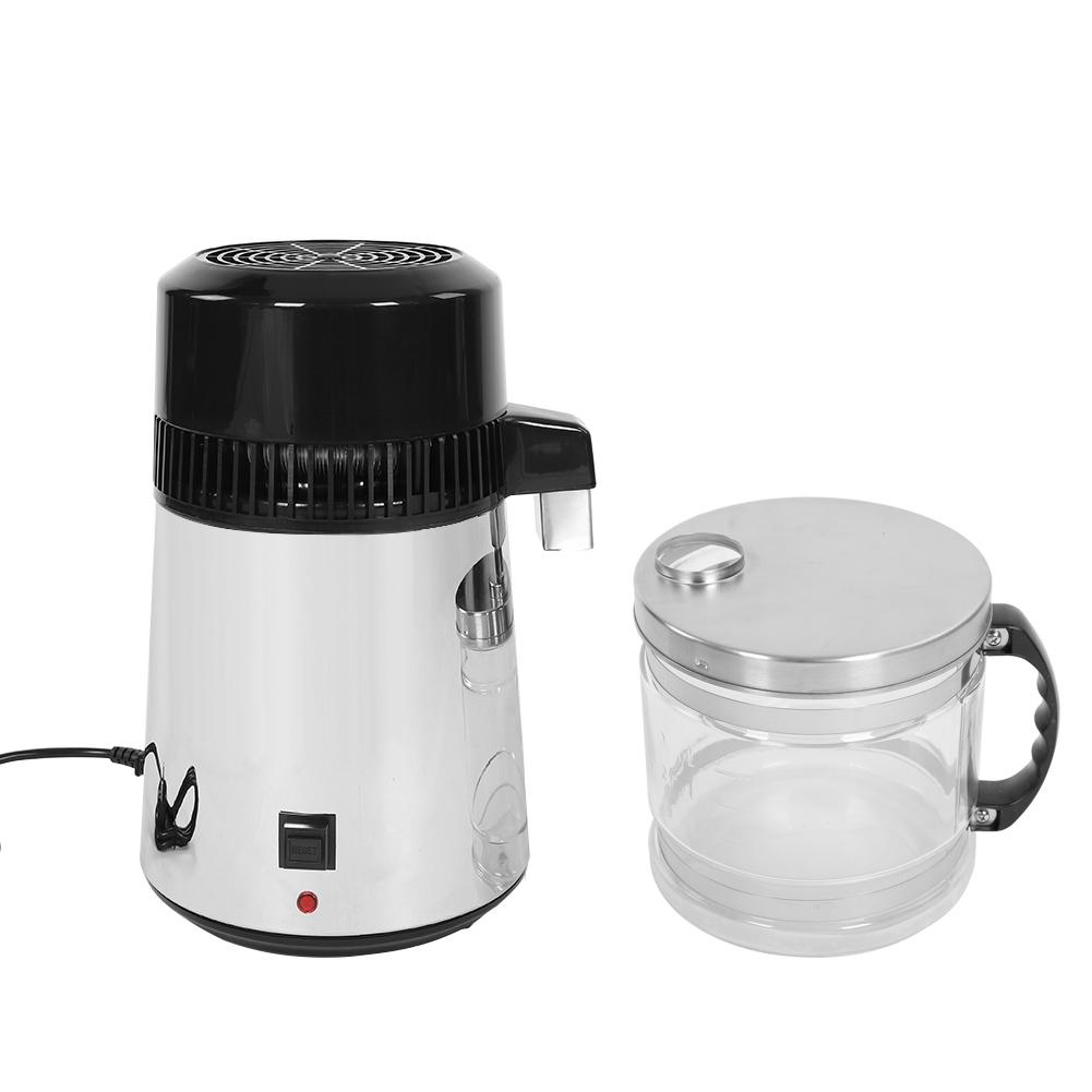 Electric Pure Water Distiller Countertop Stainless Steel Shell with Glass Bottle(Silver  Plu)