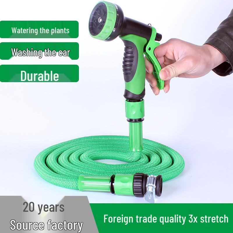 

High-Pressure Telescopic Water Hose & Spray Gun Set for Car Wash and Garden Watering 25FT Blue (OPP Bag)