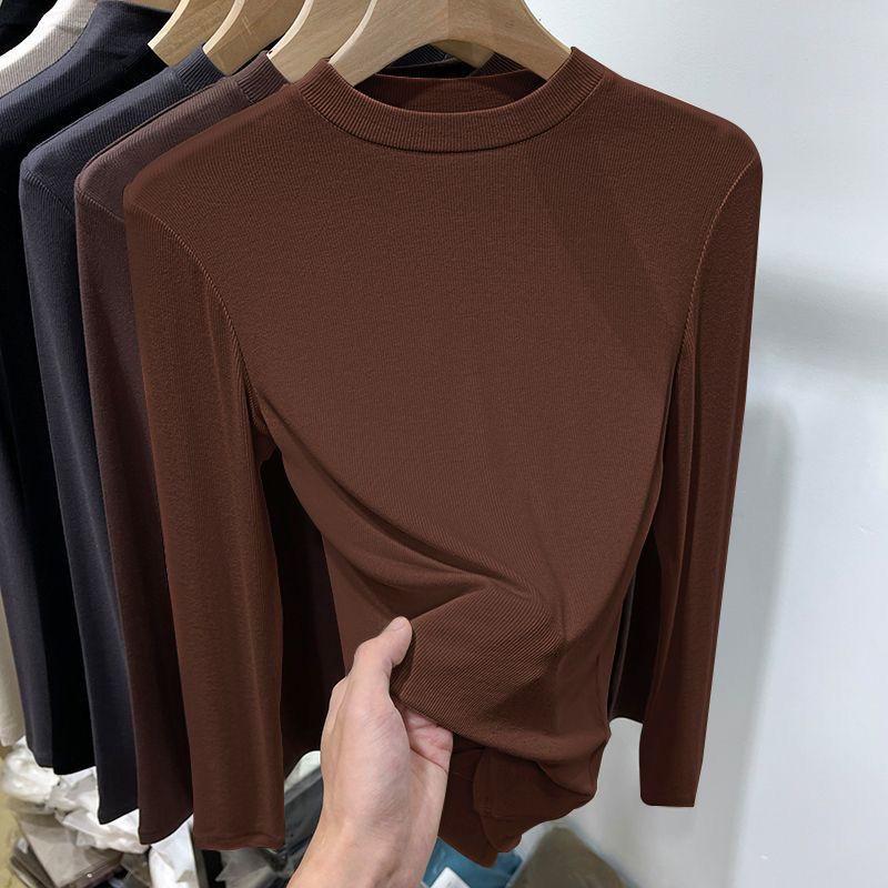 German Velvet Stand-up Collar Long-sleeved Bottoming Shirt Autumn and Winter New Warm Solid Color Thin Versatile Slim-fitting T-shirt