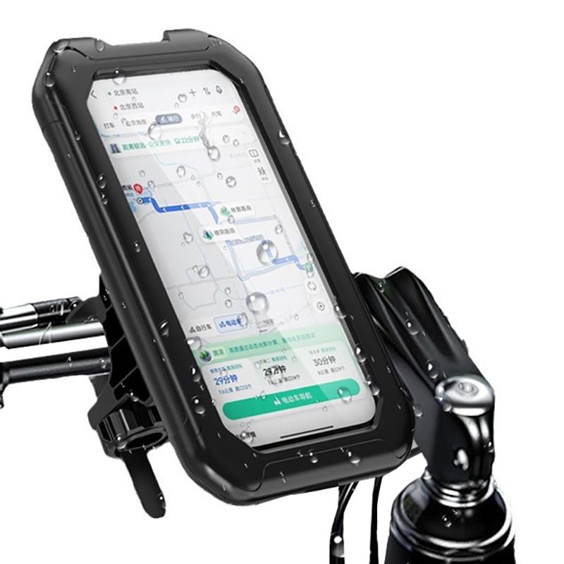Bike Phone Mount Waterproof Motorcycle Phone Holder Handlebar Mount Touch-Screen 360° Rotation Bike Phone Holder