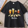 Unisex tričko The Beers Pánské Vtipné Pivo Přechod pro chodce Tričko Retro Dárek pro milovníka hudby Pohodlné Vysoce kvalitní Kulatý výstřih Tištěná trička