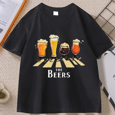 Unisex The Beers T-Shirt Mann Lustiges Bier Zebrastreifen Tee Retro Musikliebhaber Geschenk Bequem Hochwertig Rundhals Bedruckte T-Shirts