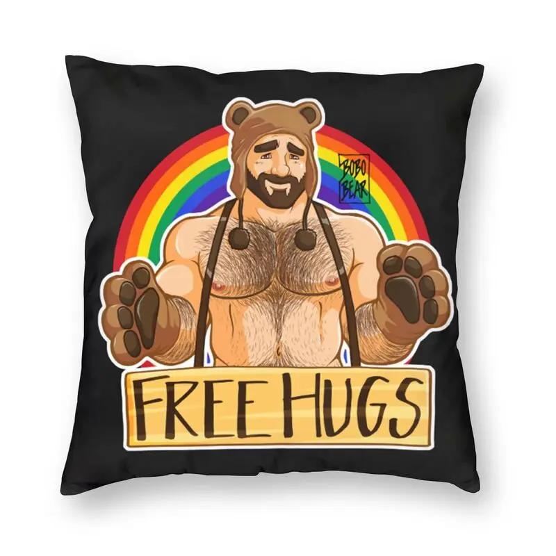 

Sexy Gay Bear Adam Bobo Bear Cushion Cover 40x40 Decoration 3D Printing Pride Muscle Man Lgbt Art Throw Pillow for Living Room 40x40cm 16x16in