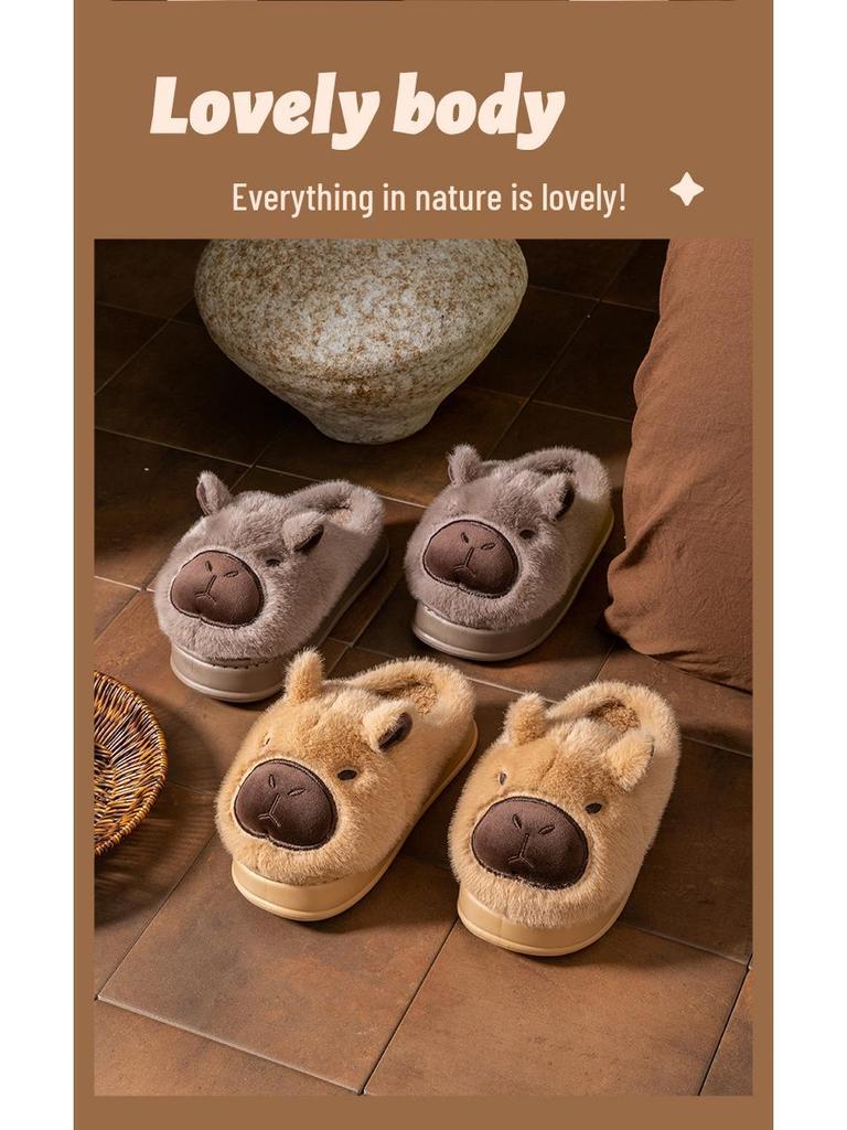 Kids' Cartoon Cotton Slippers – Cozy, Fleece-Lined, Thick Sole Fur Slippers for Boys. Perfect for Autumn & Winter Indoor Comfort.