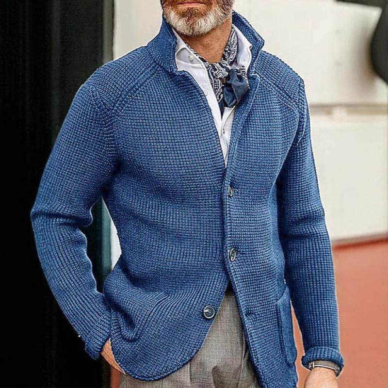 Spring and Autumn Fashion New Arrival Men's Casual Long Sleeve Solid Color Knit Jacket