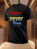 Summer Tshirt with Bold "Time Never Lies" Print - Light Y...