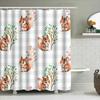 Entzückendes Eichhörnchen-Print Duschvorhang-Set Badezimmer-Dekoration Wasserdichtes Gewebe Badematte für Kinderzimmer Weiß Grün Blumendesign Hom