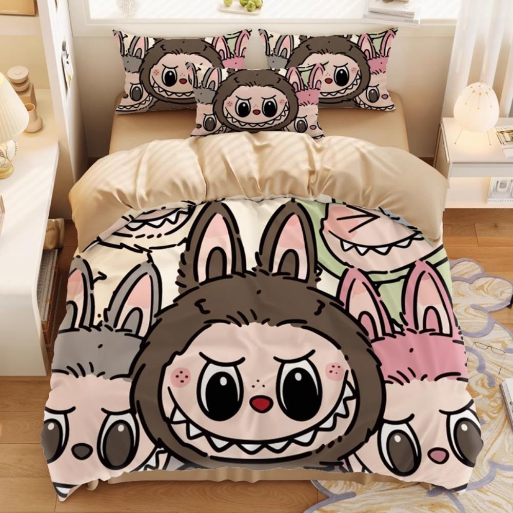 Schattig bubu beddengoed 2/3-delige slaapkamerset, kindercadeau tieners volwassene microvezel tweepersoonsbed dekbedovertrek met rits kamerdecor