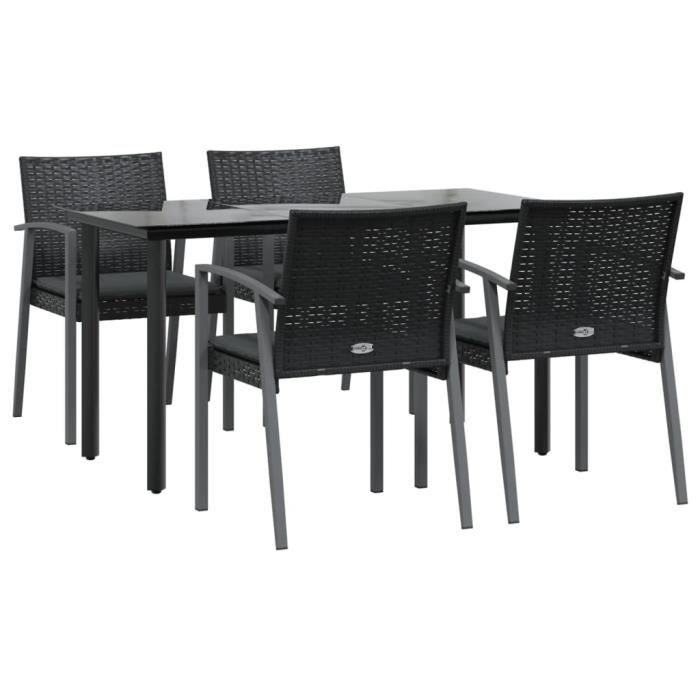 VidaXL Garden Dining Set 5 Pcs Cushions Woven Resin Steel 3186991