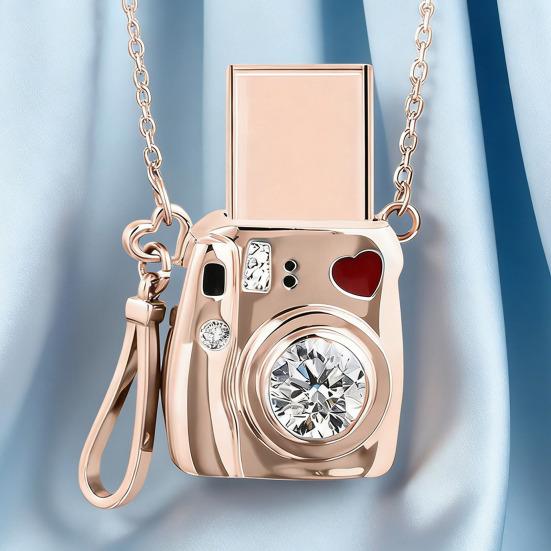 Mini Kamera Kolyeli Kolye Kişiye Özel Fotoğraflı Kolye Anı Takısı Kadınlar Kız Arkadaş Eş Fotoğrafçılık Severler İçin Hediyeler