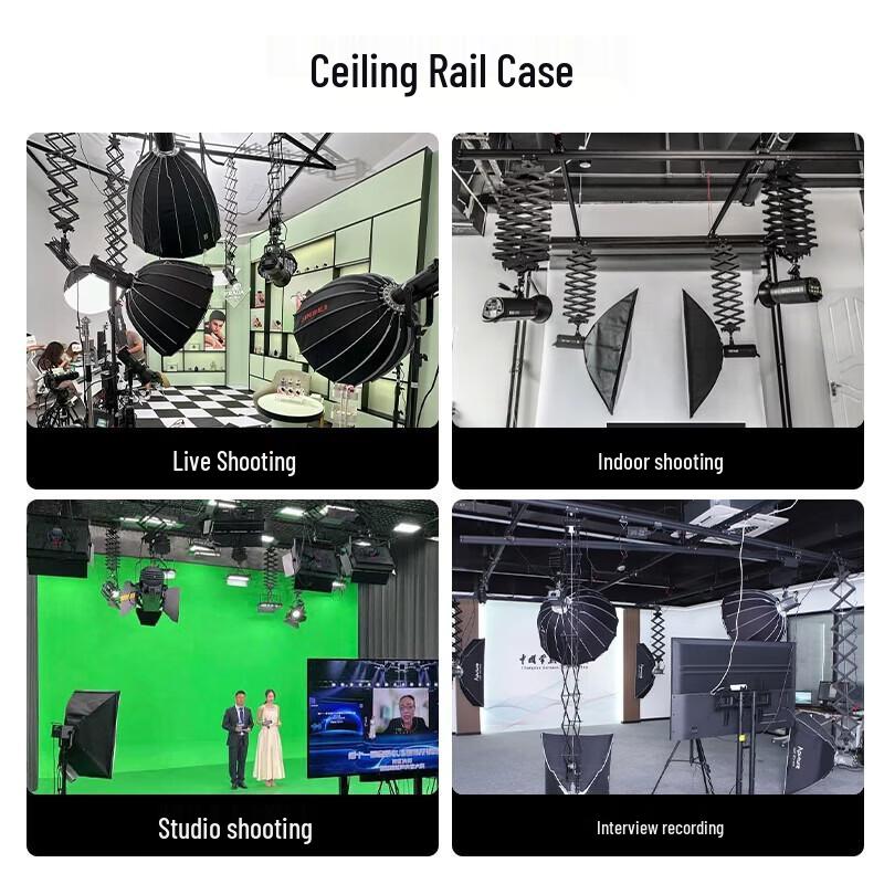 Miao Tu Ceiling Track Studio Lighting System with Constant Force Boom