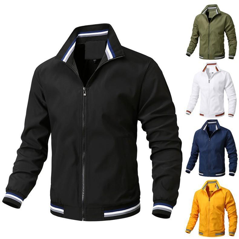 2024 Men's Casual Stand Collar Versatile Sports Jacket for Spring and Autumn - Solid Color