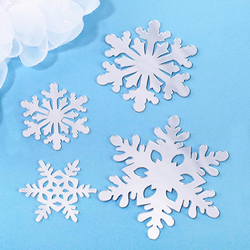 New Snowflake Four Piece Acrylic Party Cake Topper For Birthday Christmas Happy New Year 2024 Party Cake Decoration Supplies