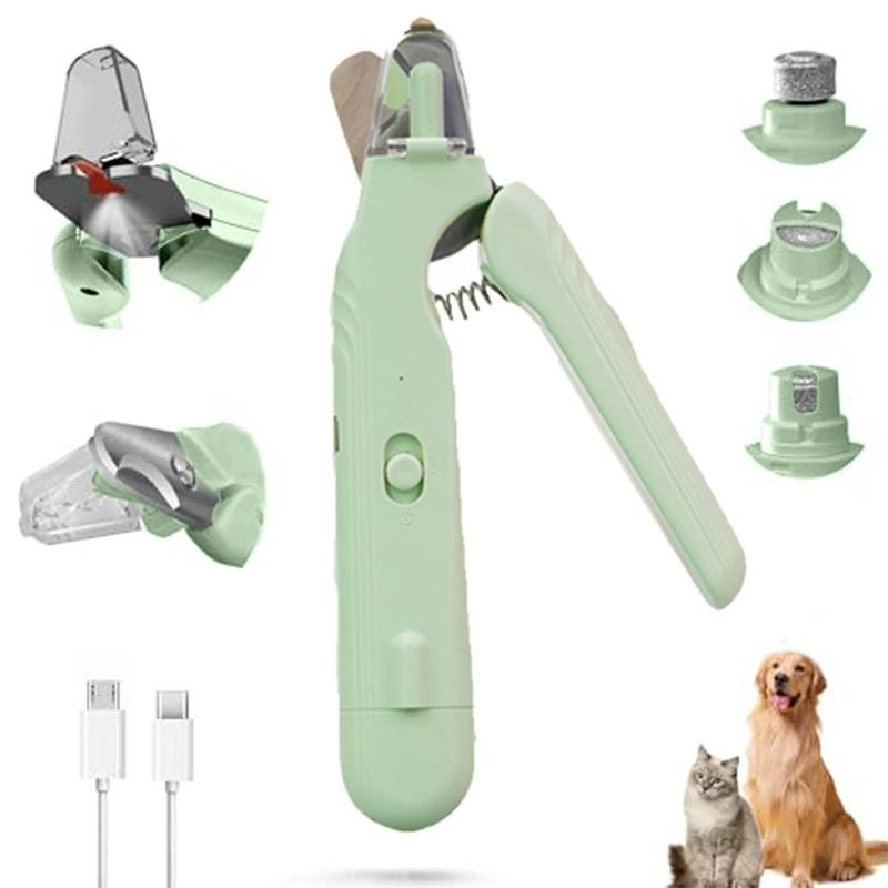 2-in-1 Dog & Cat Stainless Steel & ABS Nail Clippers Trimmers with Quick Sensor Safety Guard USB Rechargeable LED Light