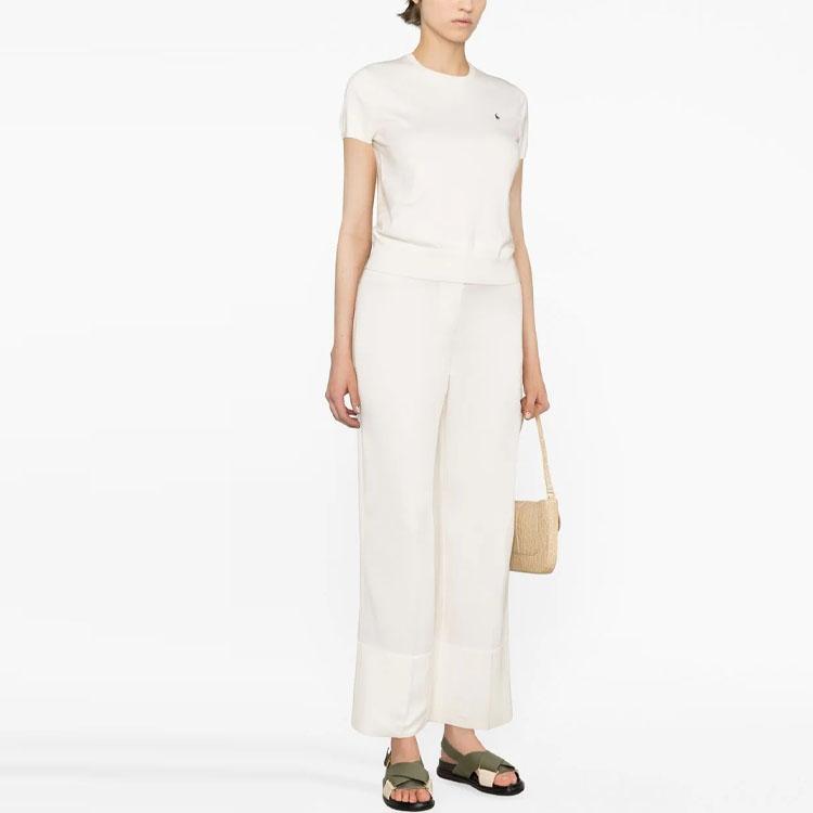 Polo Ralph Lauren Ss23 Solid Color Logo Embroidered Crew Neck Short Sleeve T-Shirt Women Tops Off-White 211891673-001