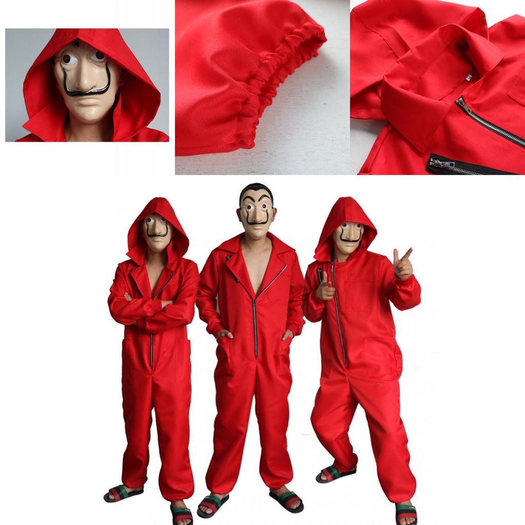 Salvador Dali Money Heist Cosplay Costume For Adults In Stylish Red Jumpsuit Design