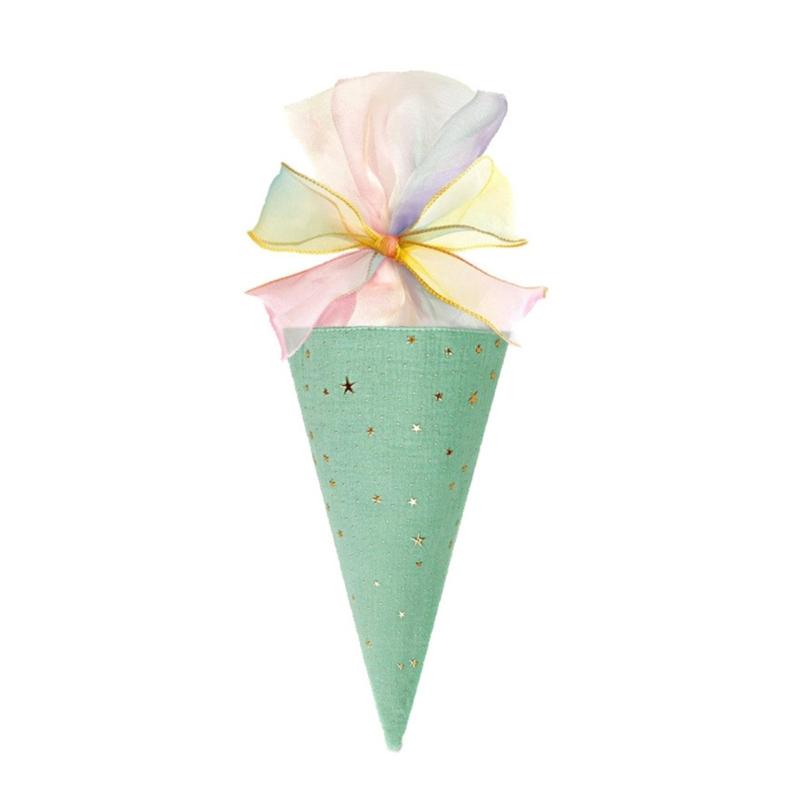 Stylish Fabric Party Decoration Ice Cream Cone Shaped Bowknot Ornament for Students Kids Celebration Gift
