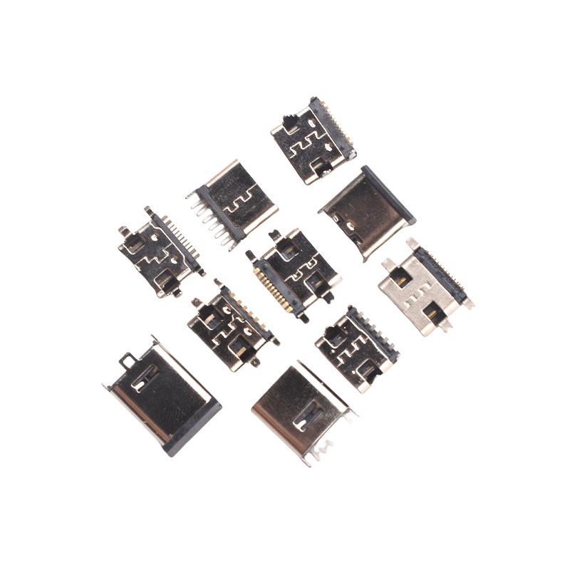 100 Stück/Box 10 Modelle Typ-C USB Ladedock-Anschlüsse Mix 6-Pin und 16-Pin Verwendung für Telefon- und Digitalprodukt-Reparaturset