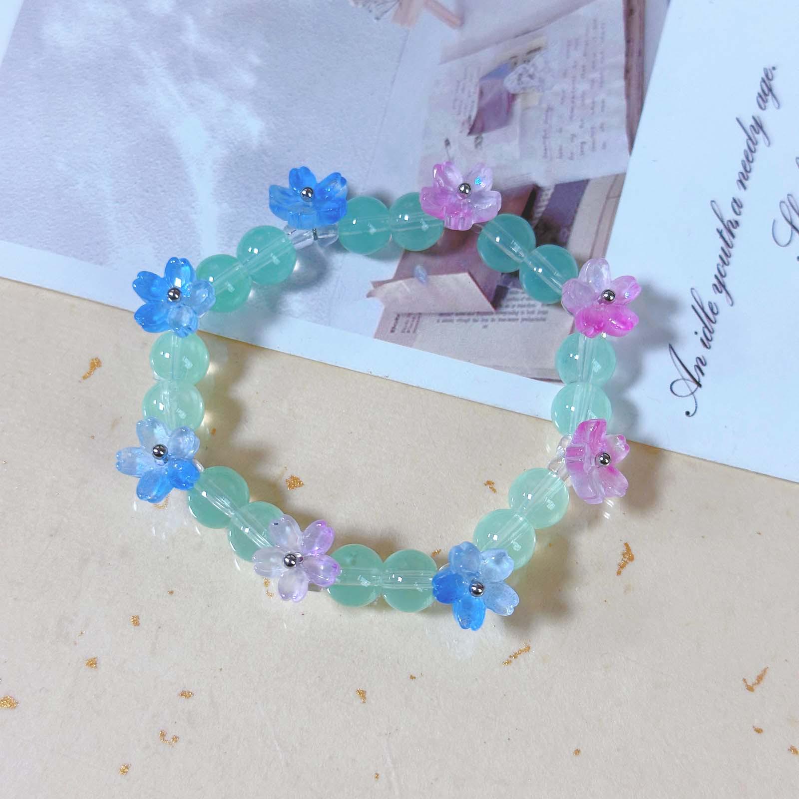 

Exquisite Seven-Color Crystal Peach Blossom Bracelet for Students Includes Bag