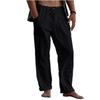 Herren-Leinenhose, locker, lässig, Sommer, Stretch-Taille, Kordelzug, lockere Hose