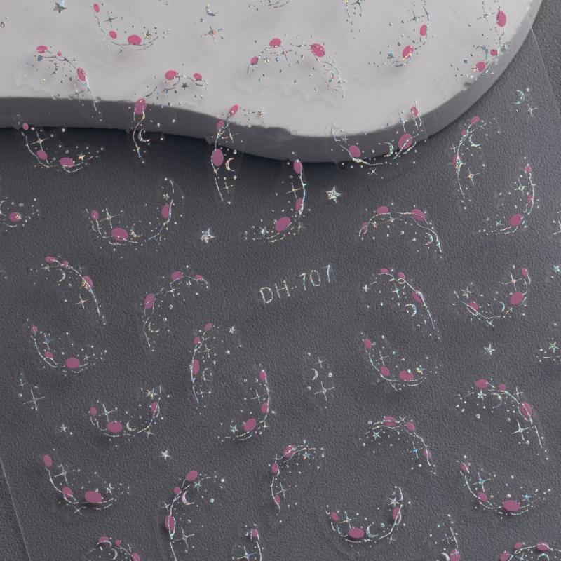 1 Sheet Hot Stamping Gold Silver Starlight Nail Art Stickers Stars Moon Nail Decal Self-Adhesive Manicure Slider Decoration