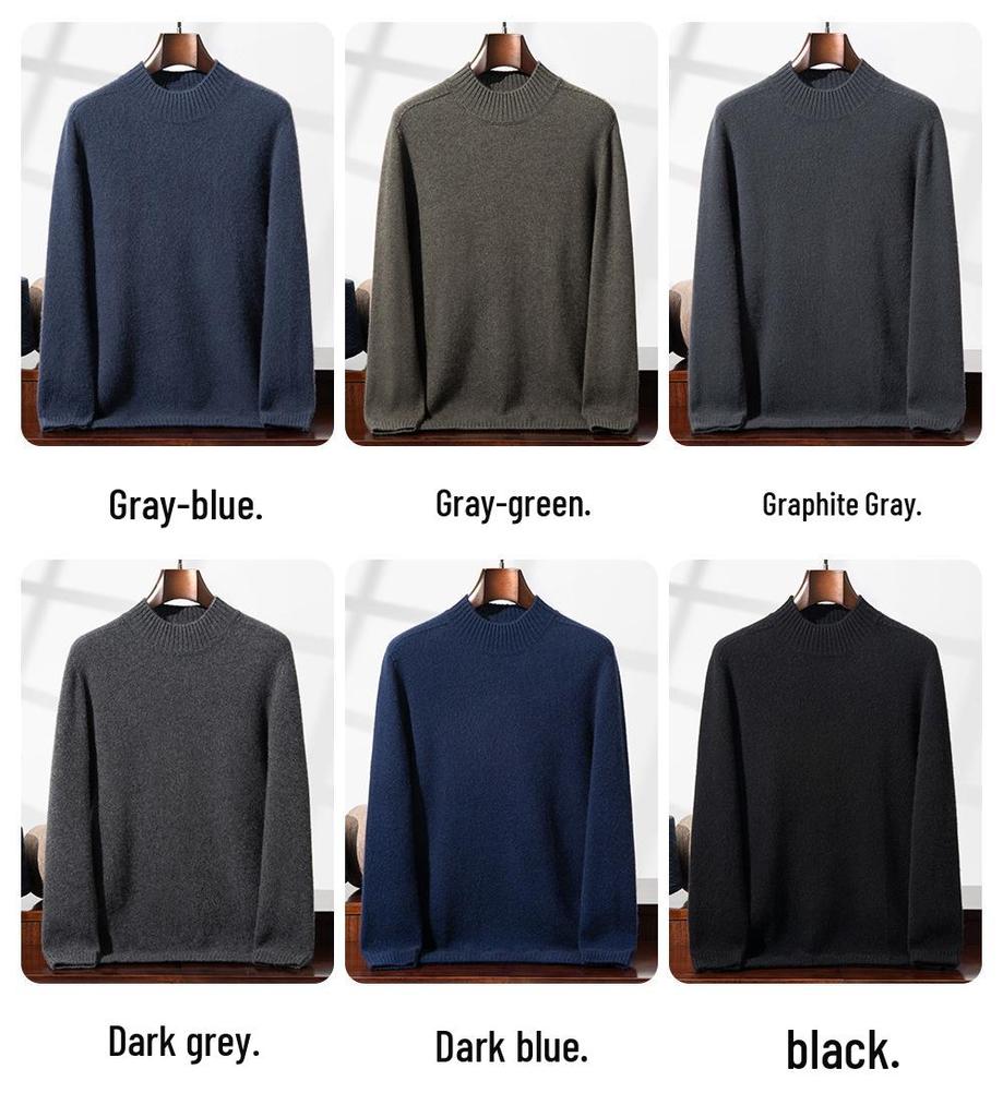 Men's High Neck Thickened Cashmere Sweater: Loose Fit, Plus Size, Warm Knit Base Layer for Autumn/Winter.