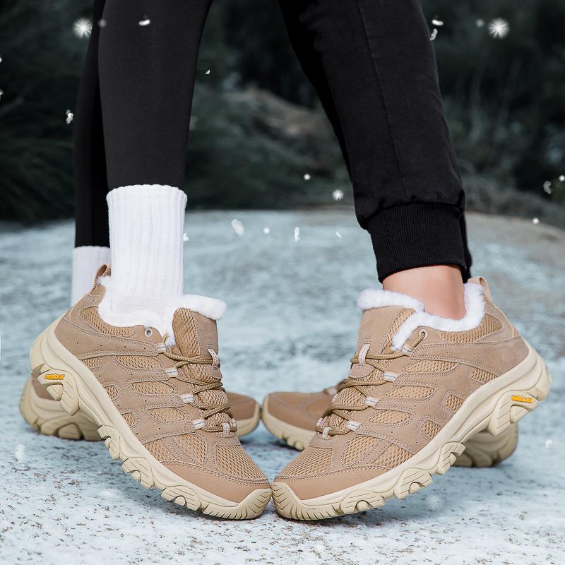 TUINANLE Women Cotton Shoes Winter Casual Plush Warm Snow Boots Female Outdoor Non-Slip Lace Up Walking Sneakers Men
