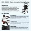 Aluminum Evacuation Chair Emergency Rescue Portable Stretcher Folding Design Retractable Handles 396 Lbs Load Capacity