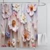 3D Floral Shower Curtain Set Orange Flower Design Fabric Bathroom Decor Waterproof Washable Shower Curtain Set with Hooks