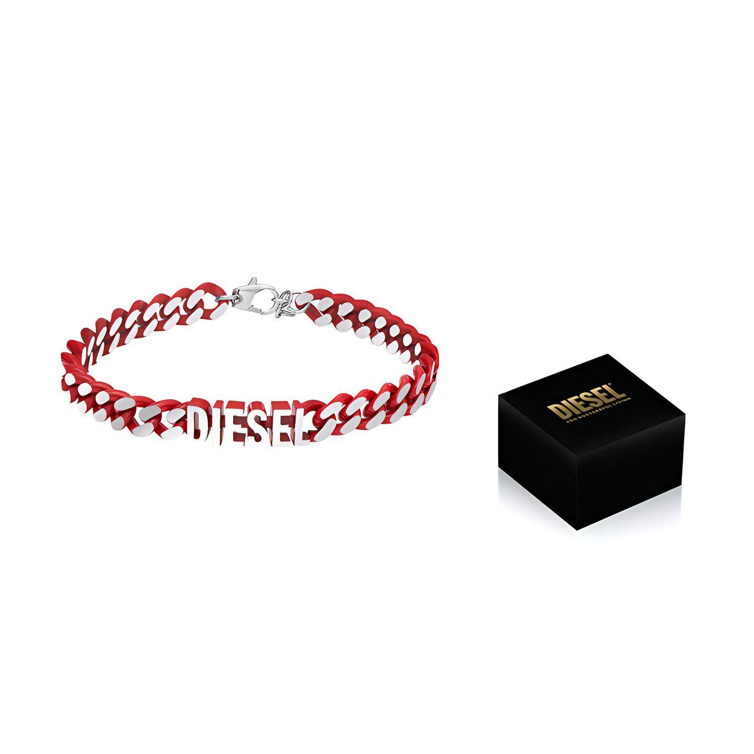 

DIESEL Fashionable Trendy Versatile Simple European And American Red Stainless Steel Bracelet Men accessories DX1415040 Red,F