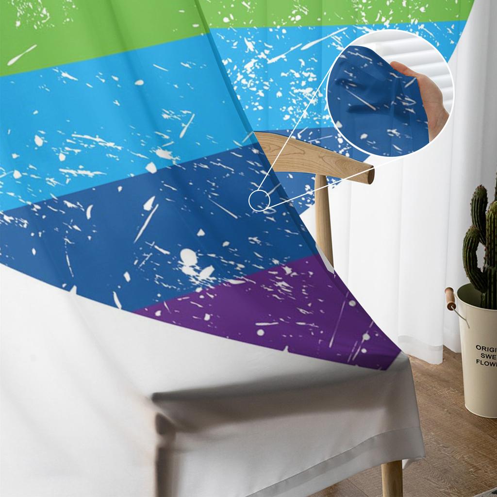 Rainbow Heart Shaped Stripes Colorful Love Tulle Window Treatment Sheer Curtains for Living Room the Bedroom Curtains Decoration