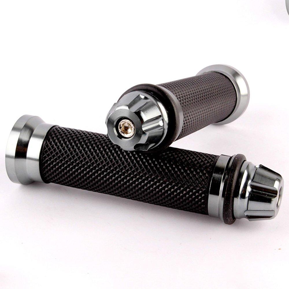 evomosa Motorcycle Universal Motorcycle Aluminum Bar CNC Hand Left and Right Set Clips, Clips, Ends, 22.2mm, Grips, (Titanium)