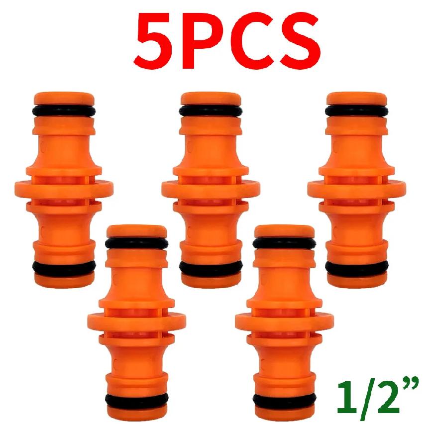 5PCS Joiner Repair Connector Coupling 1/2'' Garden Hose Tubing Fitting Pipe Quick Drip Irrigation Watering System for Greenhouse