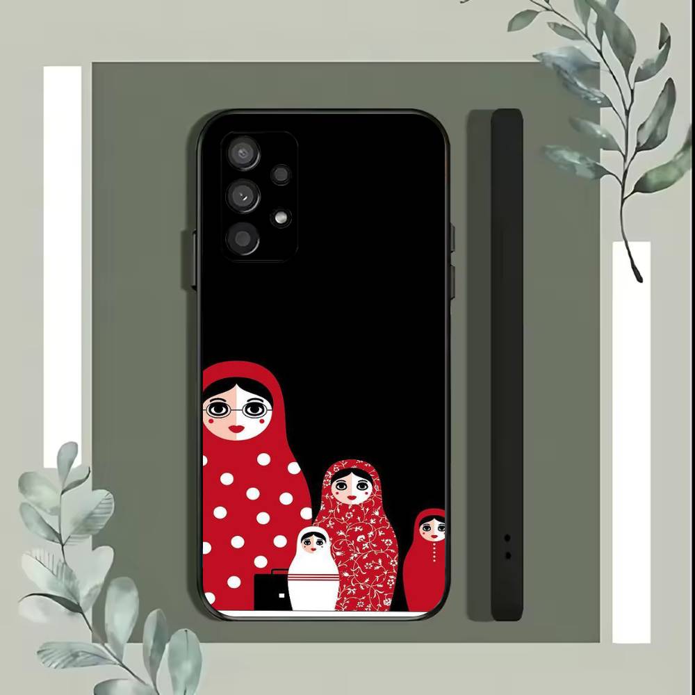 Matryoshka Art Russian Phone Case For Samsung S25,S24,S21,S22,S23,S30,Ultra,S20,Plus,Fe,Lite,5G Black Cover