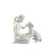 Creative Girl And Dog Statues Cute Canine Statues Crafts Nordic-Style Ornaments  Bedroom Decor