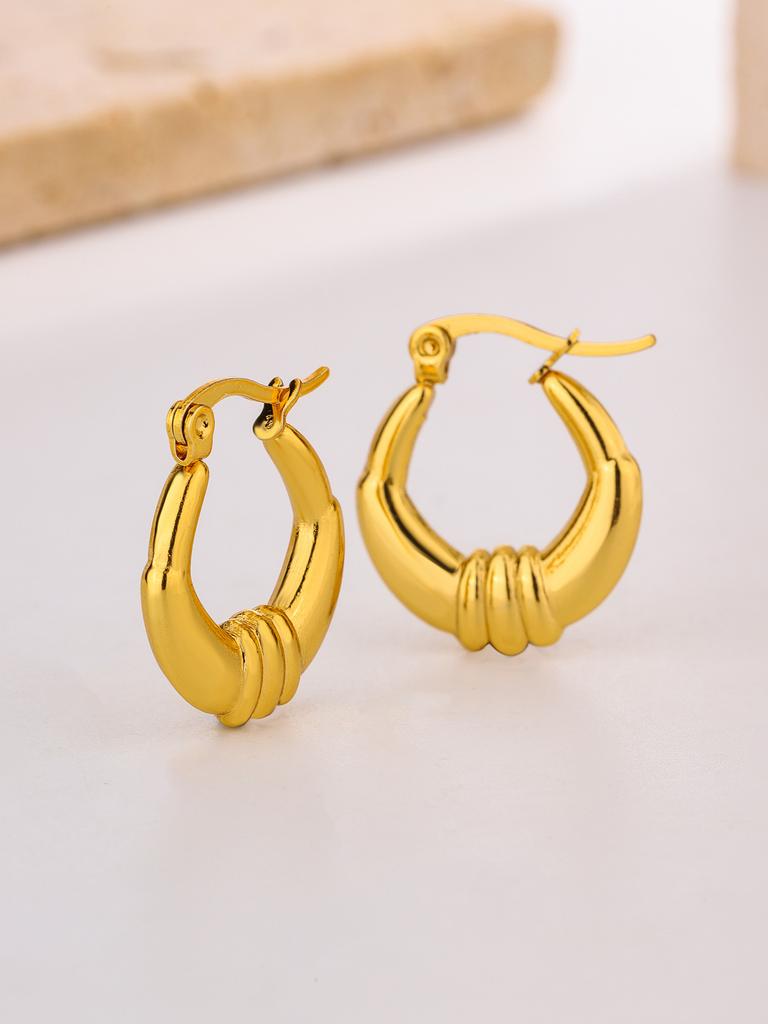 Stainless Steel Earrings French Premium Sense Design Sense Plated 11K Gold Geometric Earrings Jewelry, Titanium Steel Earrings
