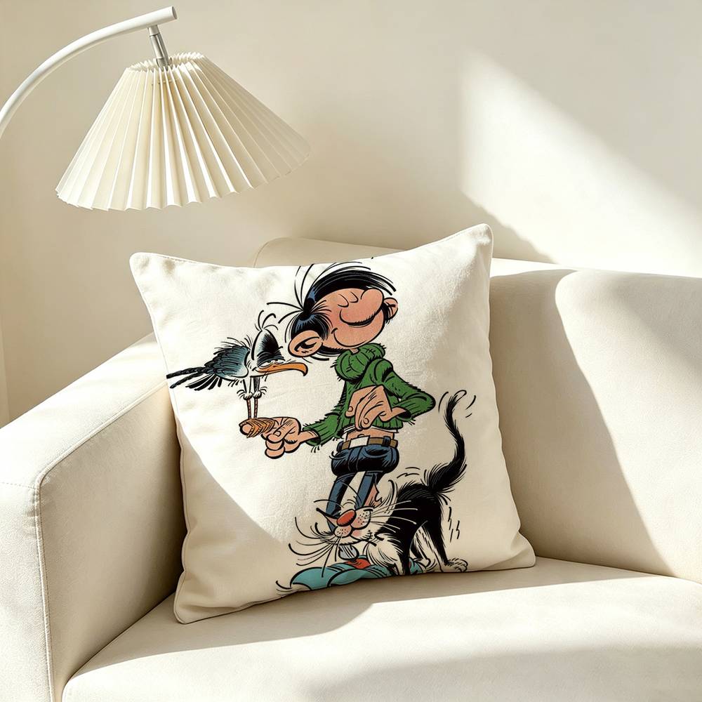 G-Gaston Lagaffe Comic Square Double-Sided printed Pillow Case Bedroom Bedside Pillow Sofa Cushion Cover