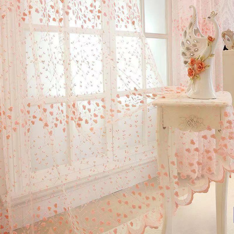 

Элегантная цветочная вышивка, прозрачная занавеска - полупрозрачная для спальни и гостиной, можно стирать в стиральной машине 150*270CM
