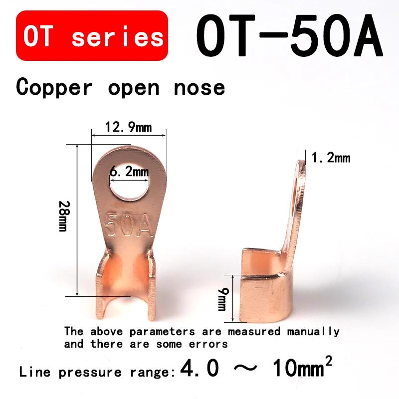 10/50PCS Copper OT Terminal Non-Insulated Wire Connector Bare Electrical Cable Terminals Lug Battery Ring Crimp Terminal 10-400A