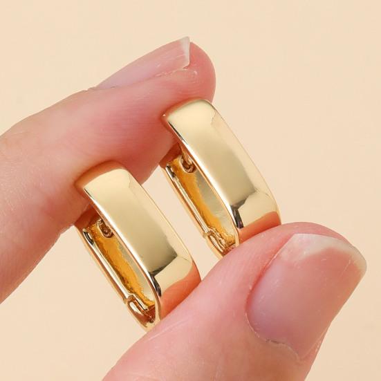 1 Pair Women Earrings, Hypoallergenic U-Shaped Hoop Earrings, Smooth Polished Surface Copper Earrings for Jewelry Gift