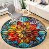 1pc Stained Glass Mandala Office Round Area Rug, Under Office Chairs Bedroom Living Room Home Decor, Room Deco