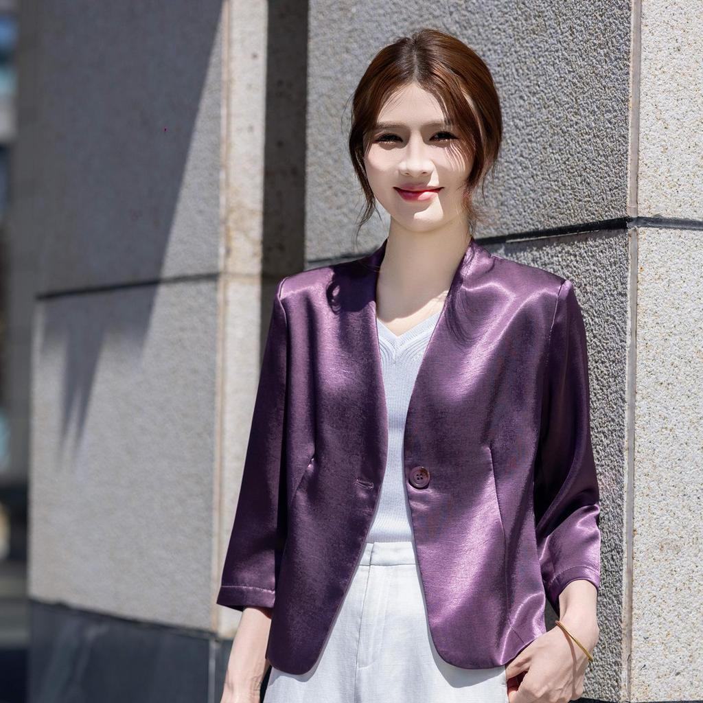 Petite Women's Slimming Seven-Sleeve Blazer - Spring/Summer Sunscreen Jacket