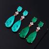 Hot Internet Celebrity Retro Paraiba Earrings Dinner Emerald Water Droplet Exaggerated