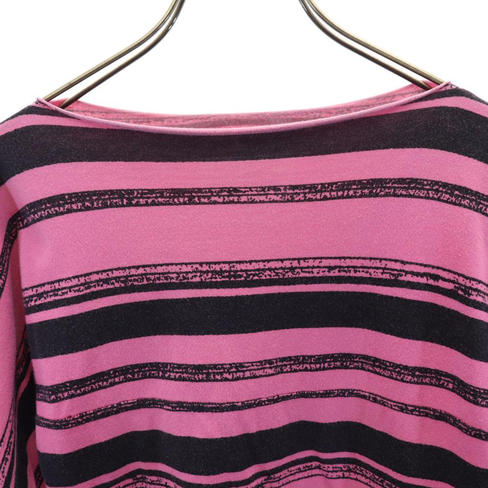MM6 made in Italy Border Pattern Long sleeve Boat neck Cut Women Used