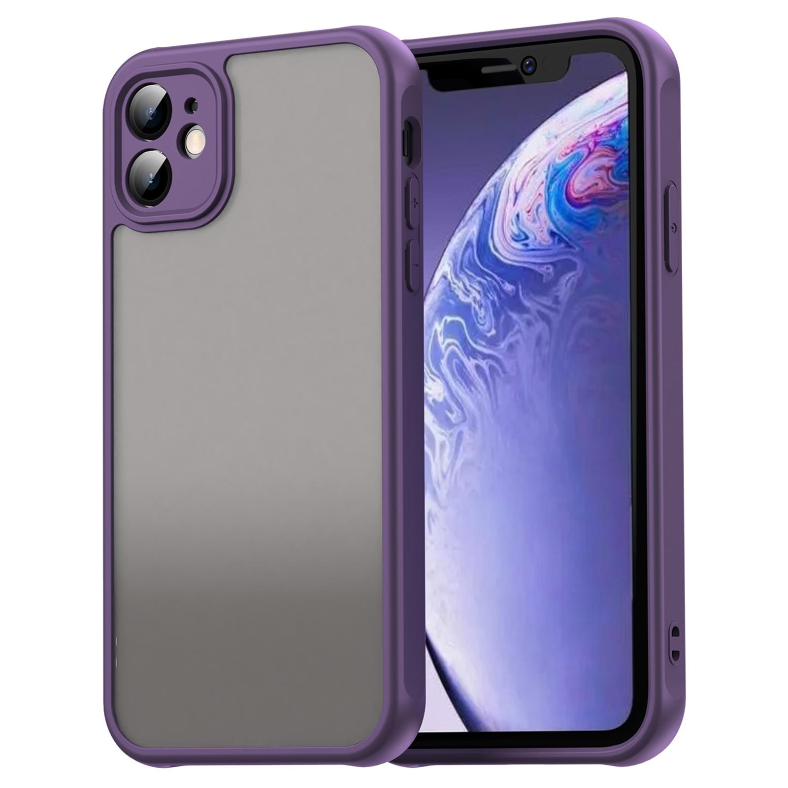 

For iPhone 11 Case Drop Proof Airbags Frosted Translucent PC+TPU Phone Back Cover Purple