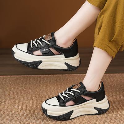 Internet Celebridade Pai Sapatos Mulheres Oco Verão Versátil Plataforma Casual Bolsa Cabeça Sandálias Esportivas