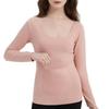 Women's Solid Color Front And Back Pockets Long Sleeved Seamless Waist  Warm Top
