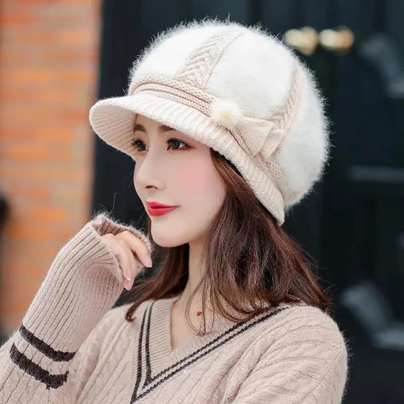 

WTEMPO Solid Color Elastic Women s Casual Versatile Hats Retro Autumn Winter Warm Soft Cold-proof Windproof Caps 1pc бежевий